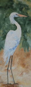 Great Egret, Senegal, oil on canvas