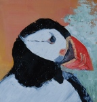 Puffin, South Stack, Anglesea, oil on canvas
